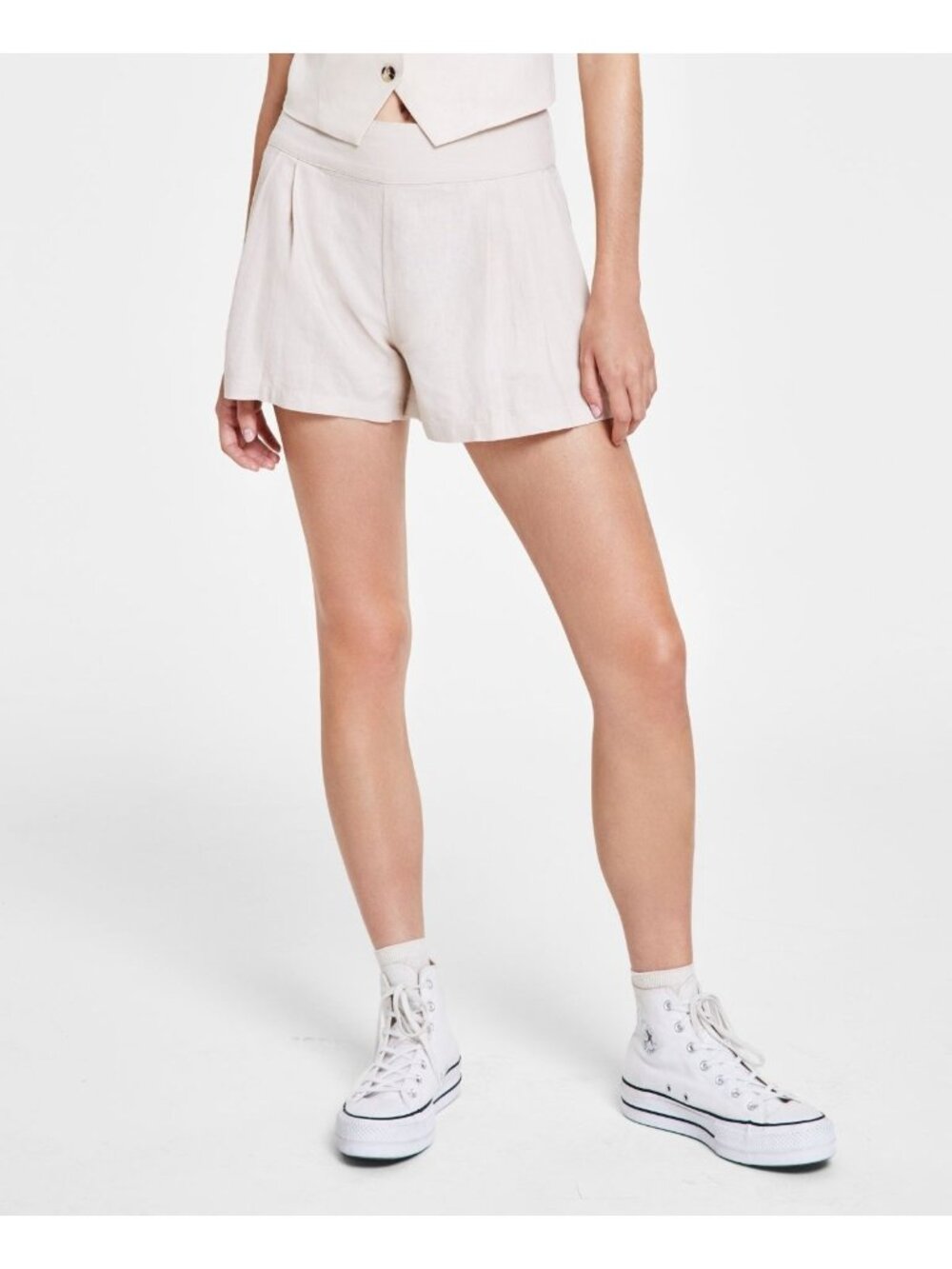 Rewash Womens Juniors Soft Shell Trouser Shorts Off-White Size M NWT